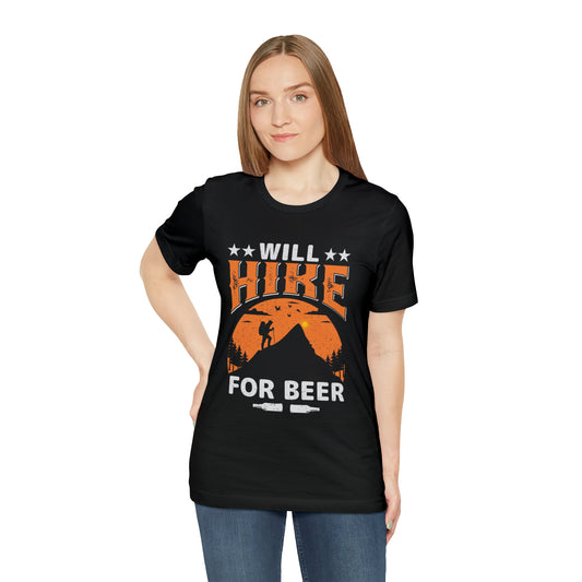 Will hike for beer- Jersey Short Sleeve Tee