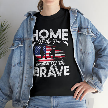 Home of the free because of the brave- Unisex Heavy Cotton Tee