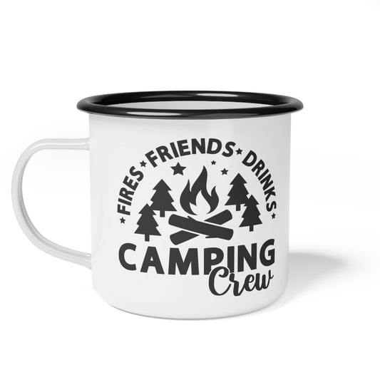 Camping Crew Enamel Camp Cup, Outdoor Adventure Mug, Fireside Drinkware, Camping Gifts, Friends Gathering Cup