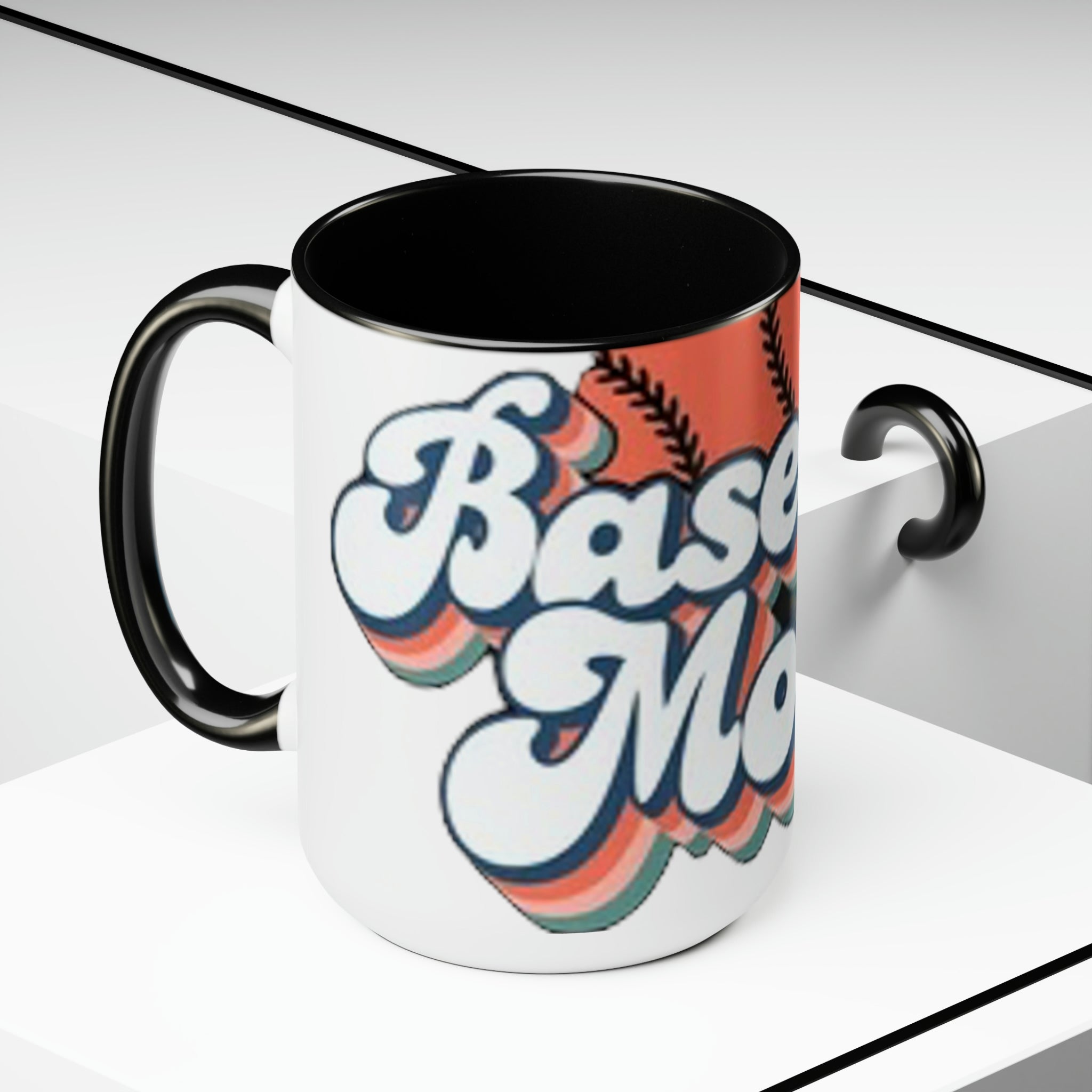 Baseball mom- Two-Tone Coffee Mugs, 15oz