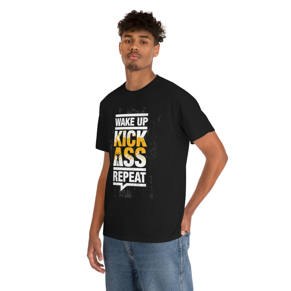 Wake up kick ass- Unisex Heavy Cotton Tee