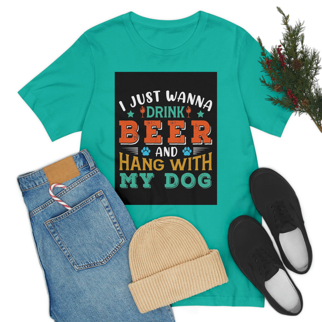 Drink and hang with dog- Jersey Short Sleeve Tee
