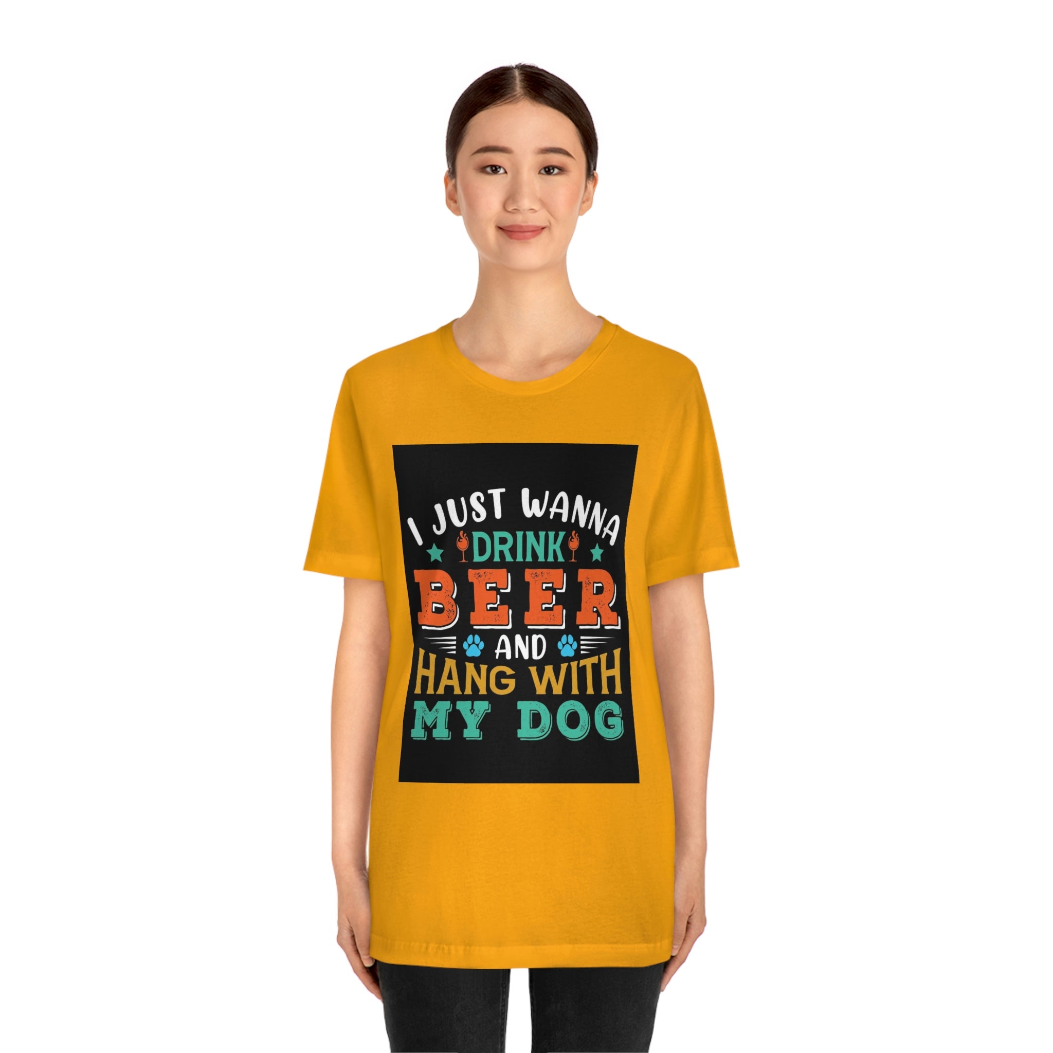 Drink and hang with dog- Jersey Short Sleeve Tee