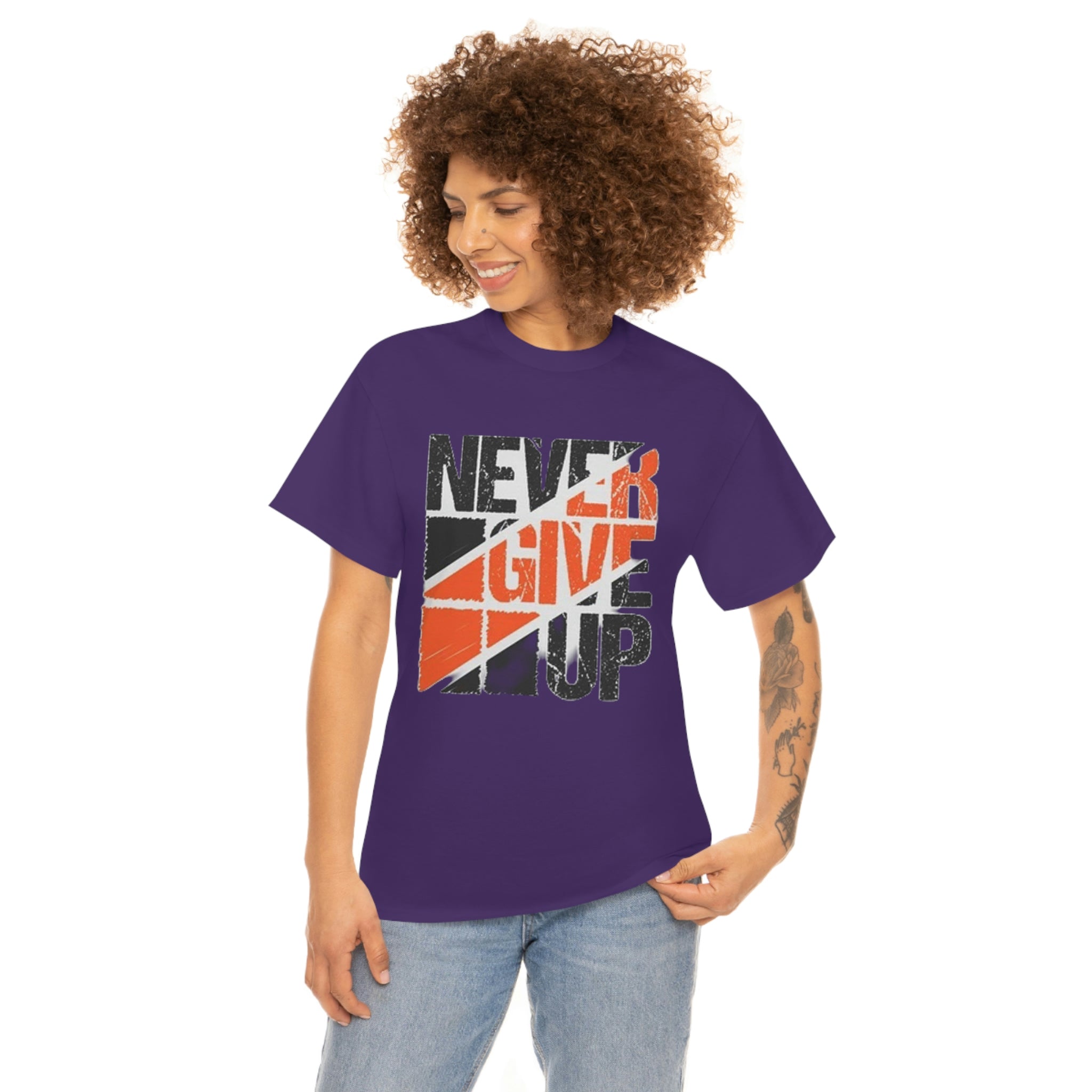 Never give up- Heavy Cotton Tee