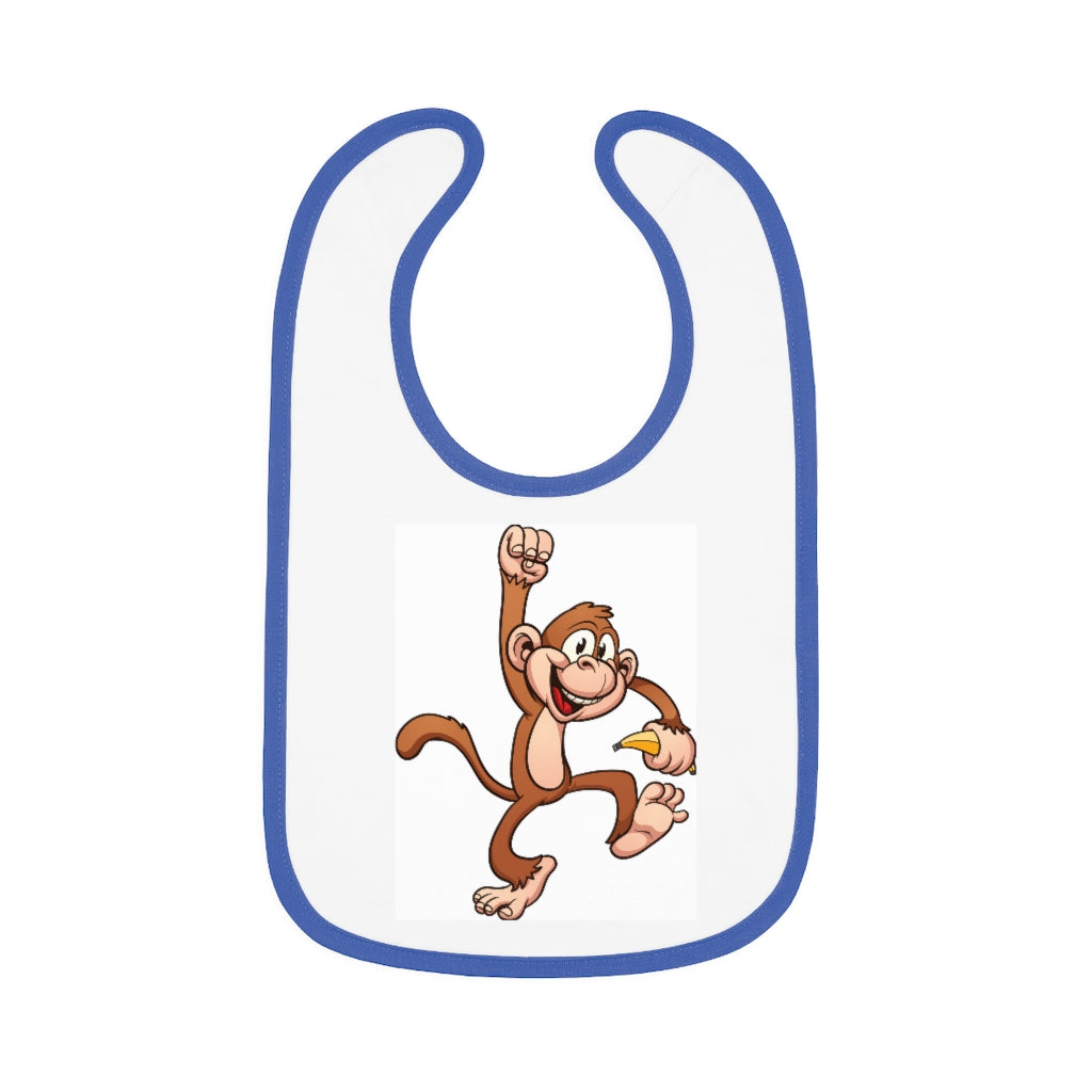 Monkey- Baby Contrast Trim Jersey Bib