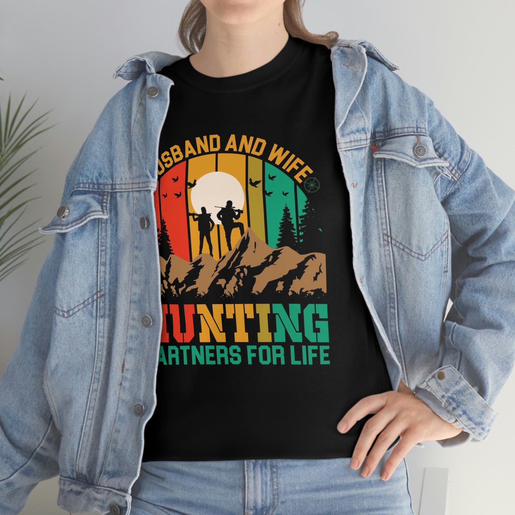 Husband and wife hunting partners- Unisex Heavy Cotton Tee
