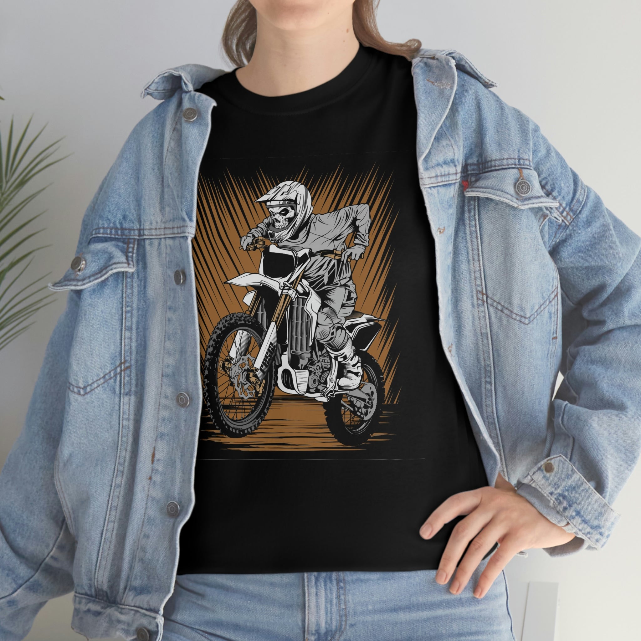 Skeleton on bike- Unisex Heavy Cotton Tee