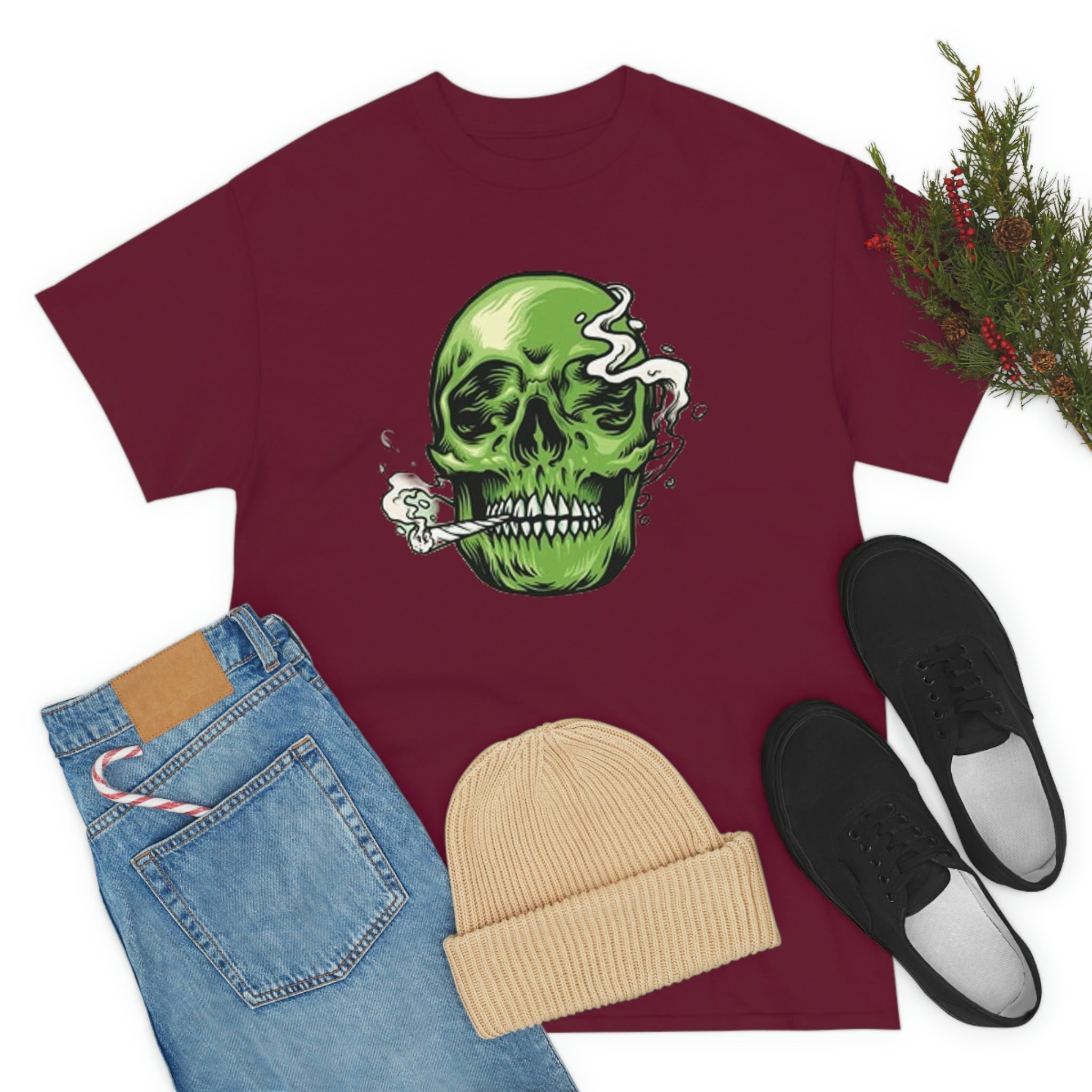 Weed skull- Heavy Cotton Tee