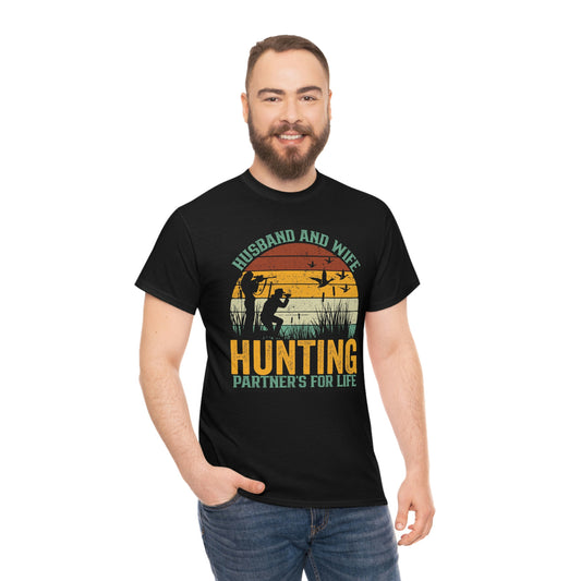 Husband and wife hunting partners- Unisex Heavy Cotton Tee