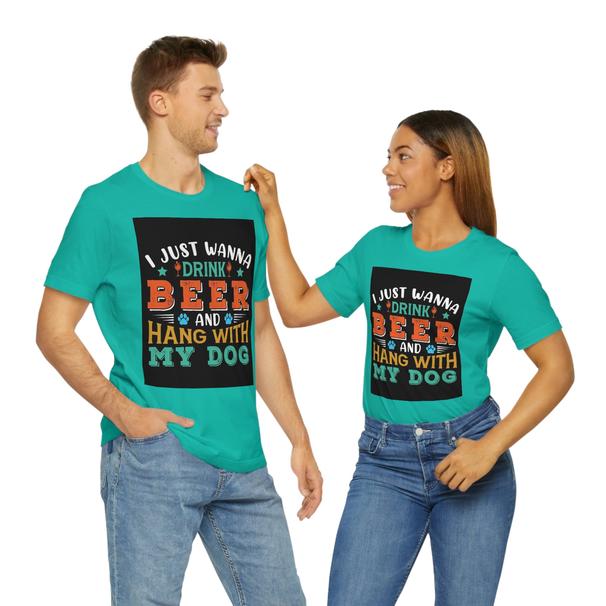 Drink and hang with dog- Jersey Short Sleeve Tee