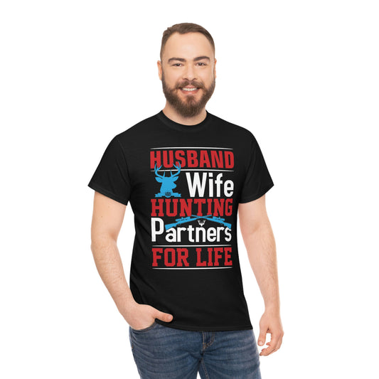 Husband and wife hunting partner- Unisex Heavy Cotton Tee