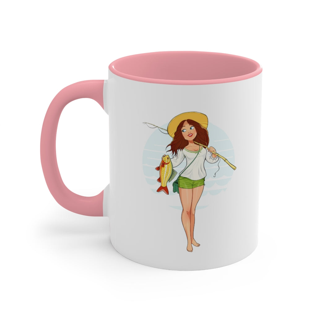 Fishing girl Accent coffee Mug