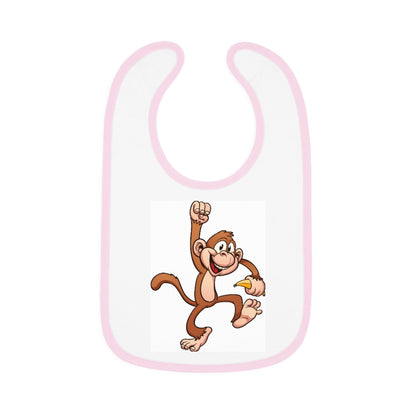Monkey- Baby Contrast Trim Jersey Bib