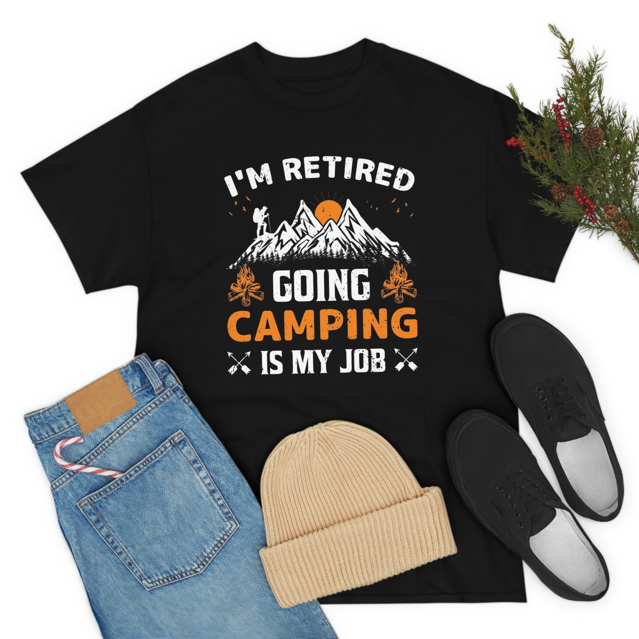 Retired going camping- Unisex Heavy Cotton Tee