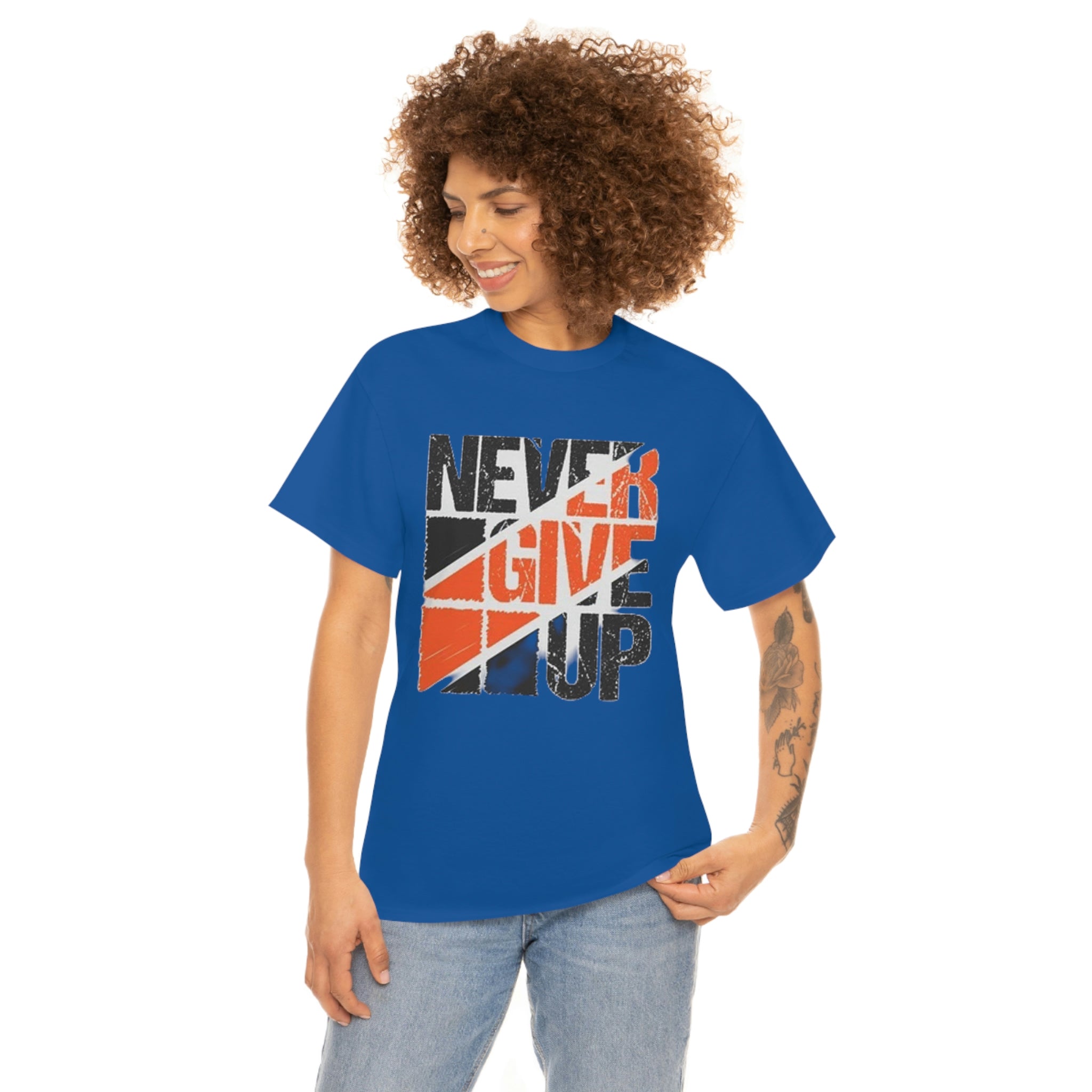 Never give up- Heavy Cotton Tee