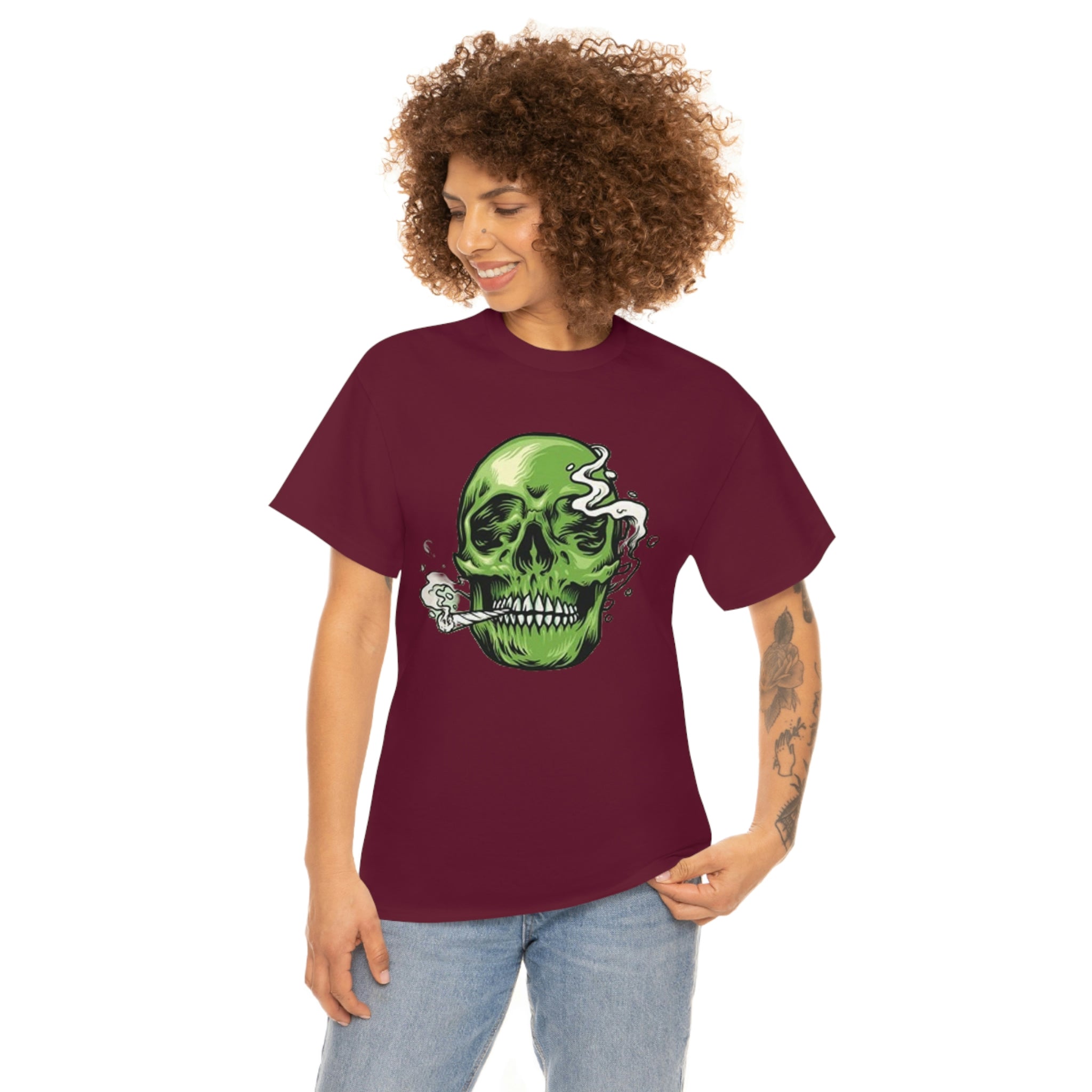 Weed skull- Heavy Cotton Tee