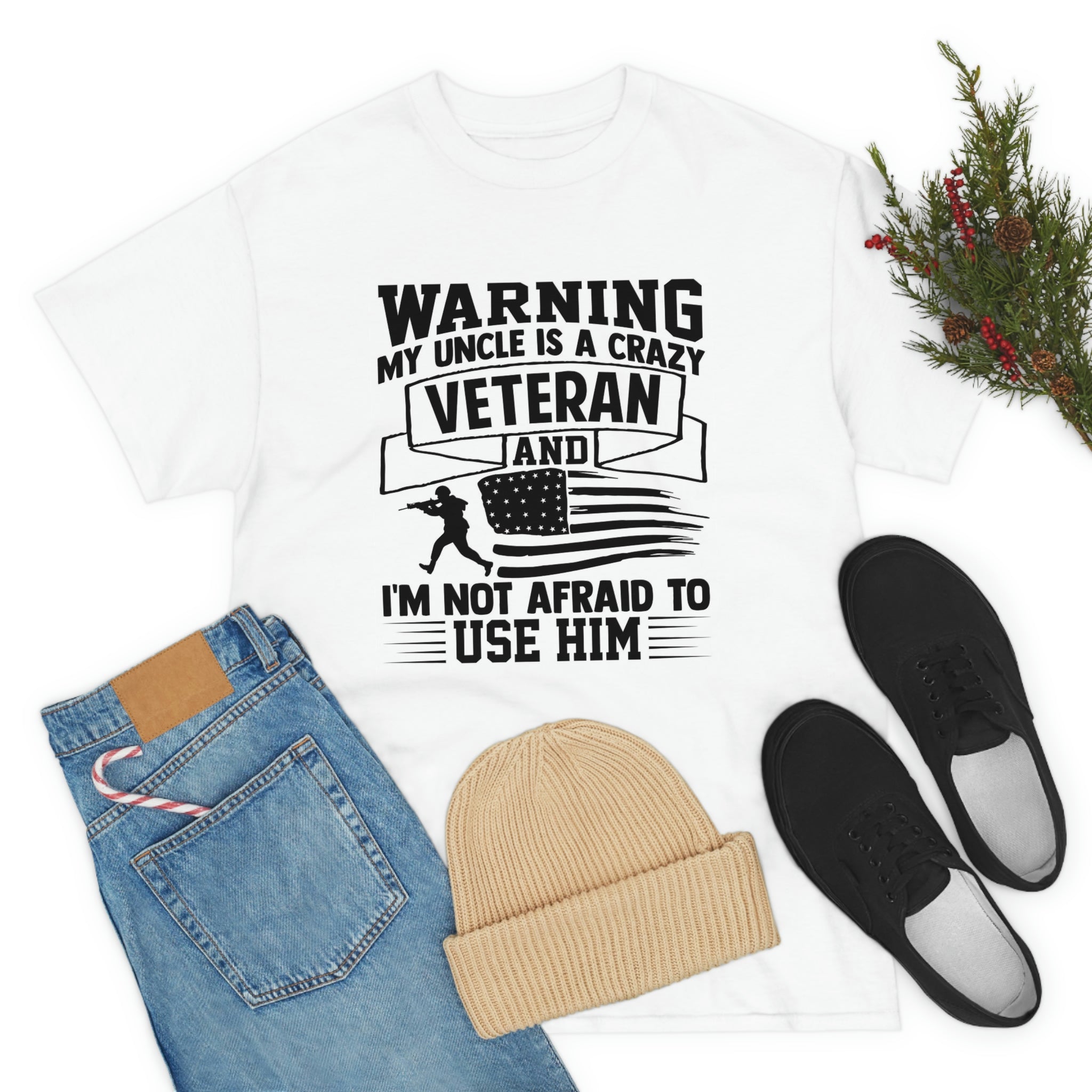 Warning crazy uncle veteran- Heavy Cotton Tee