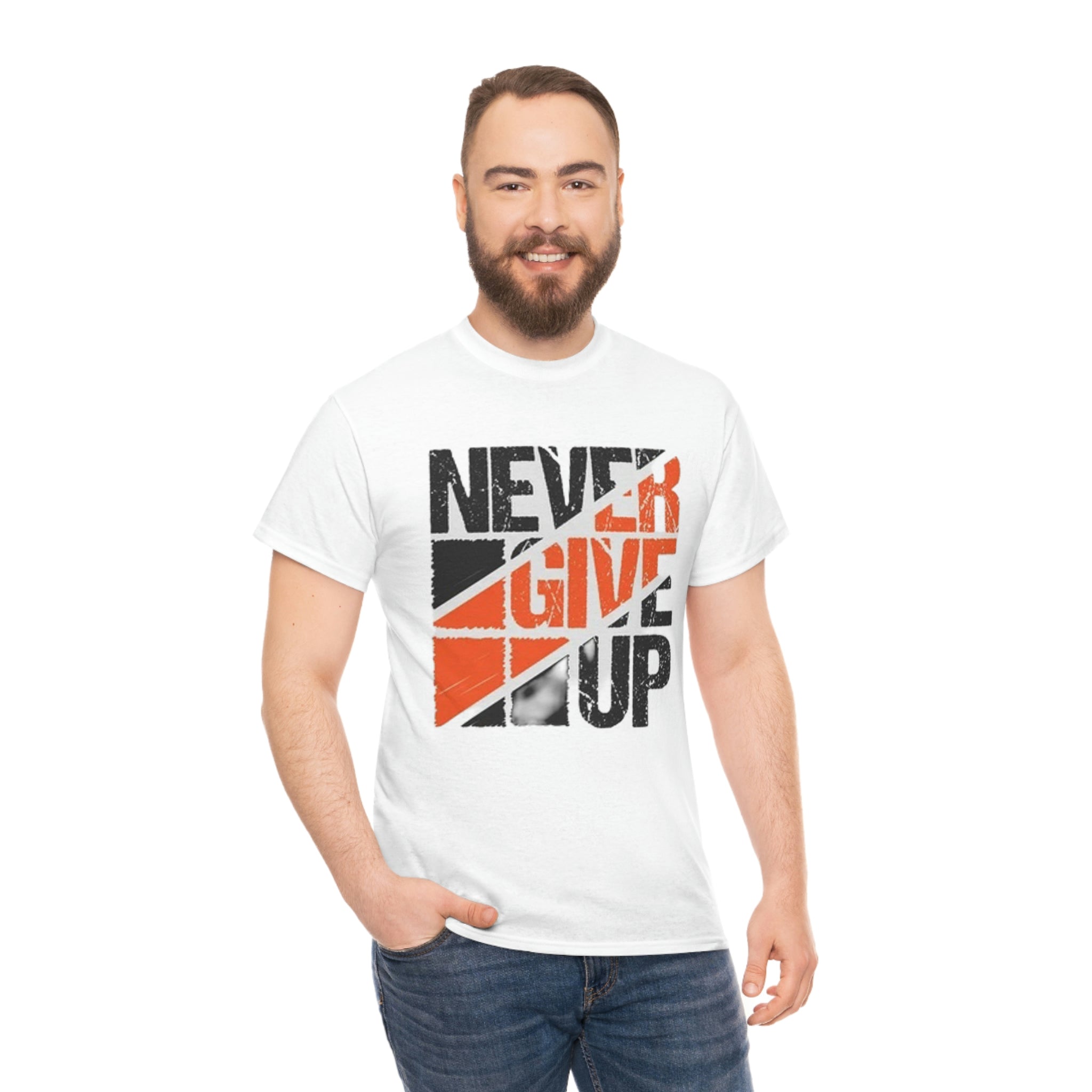 Never give up- Heavy Cotton Tee