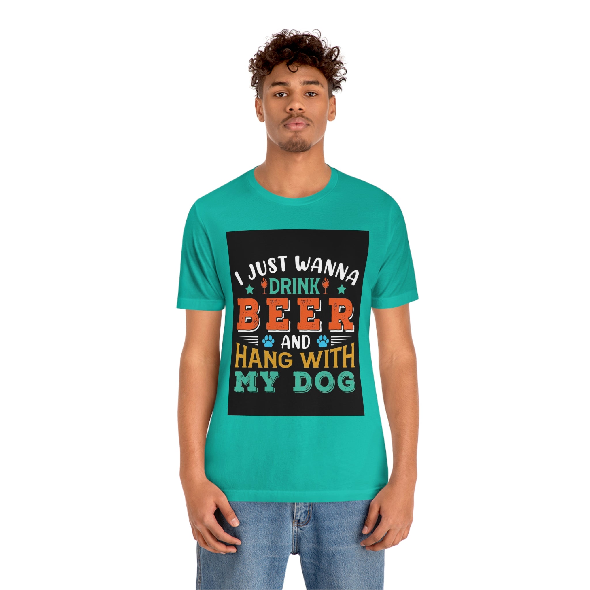Drink and hang with dog- Jersey Short Sleeve Tee