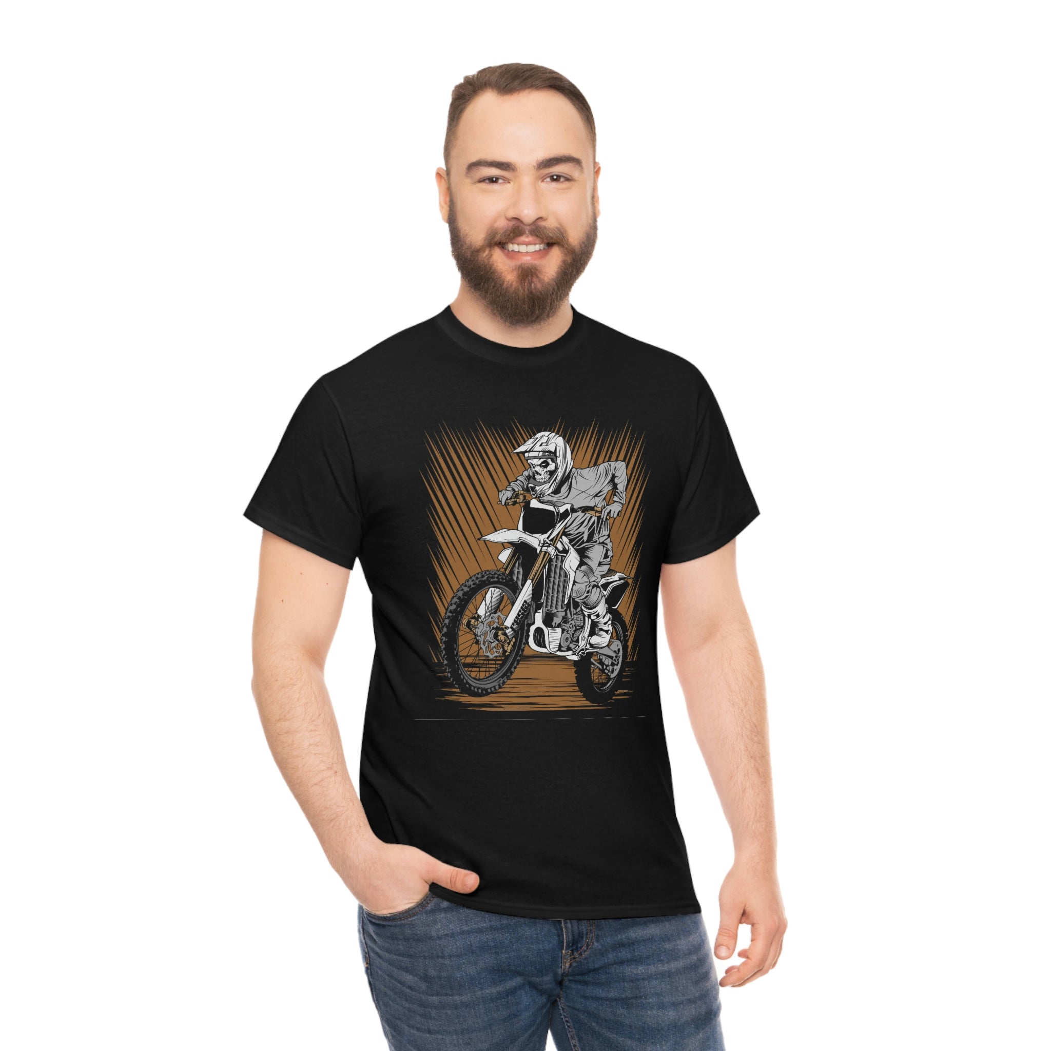 Skeleton on bike- Unisex Heavy Cotton Tee