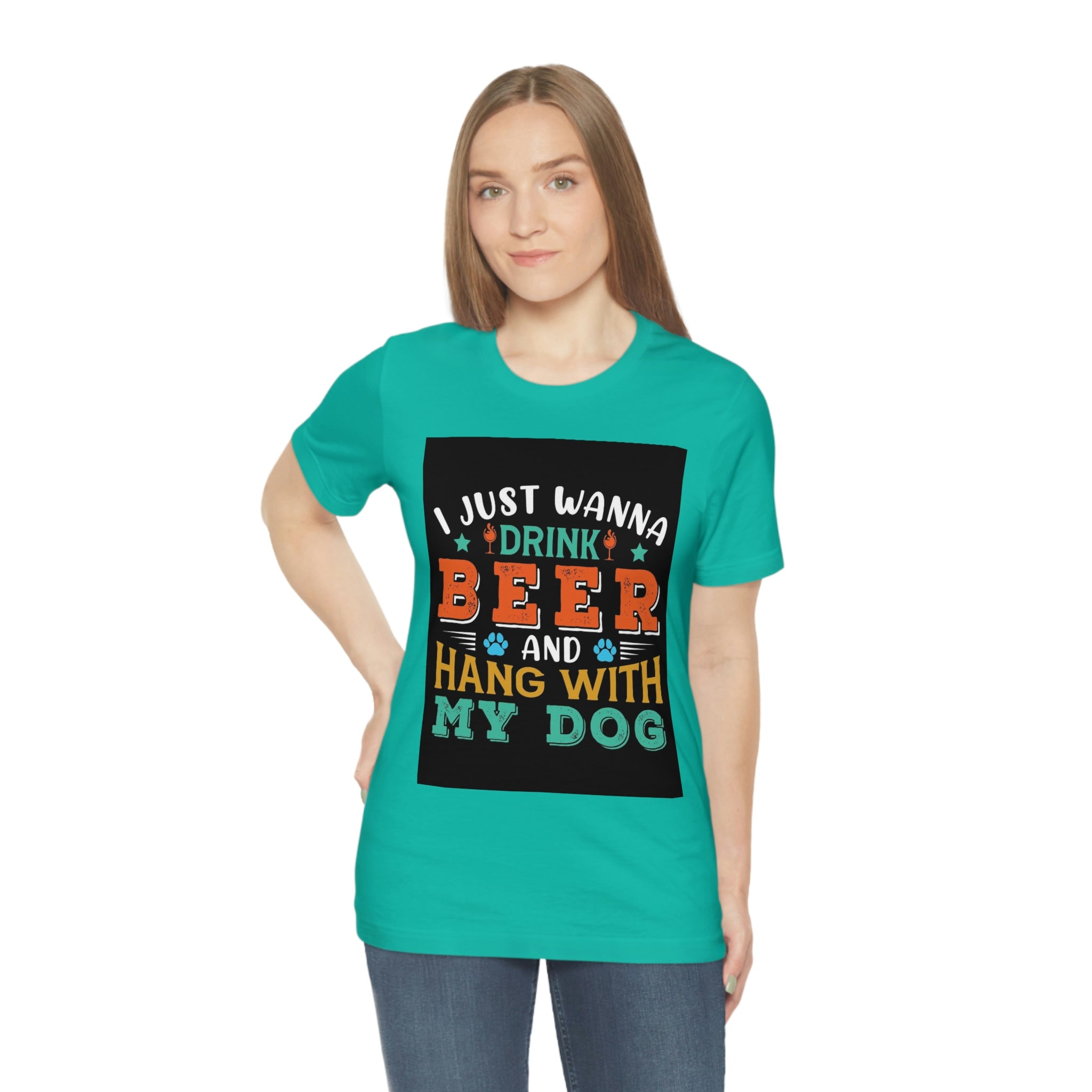 Drink and hang with dog- Jersey Short Sleeve Tee