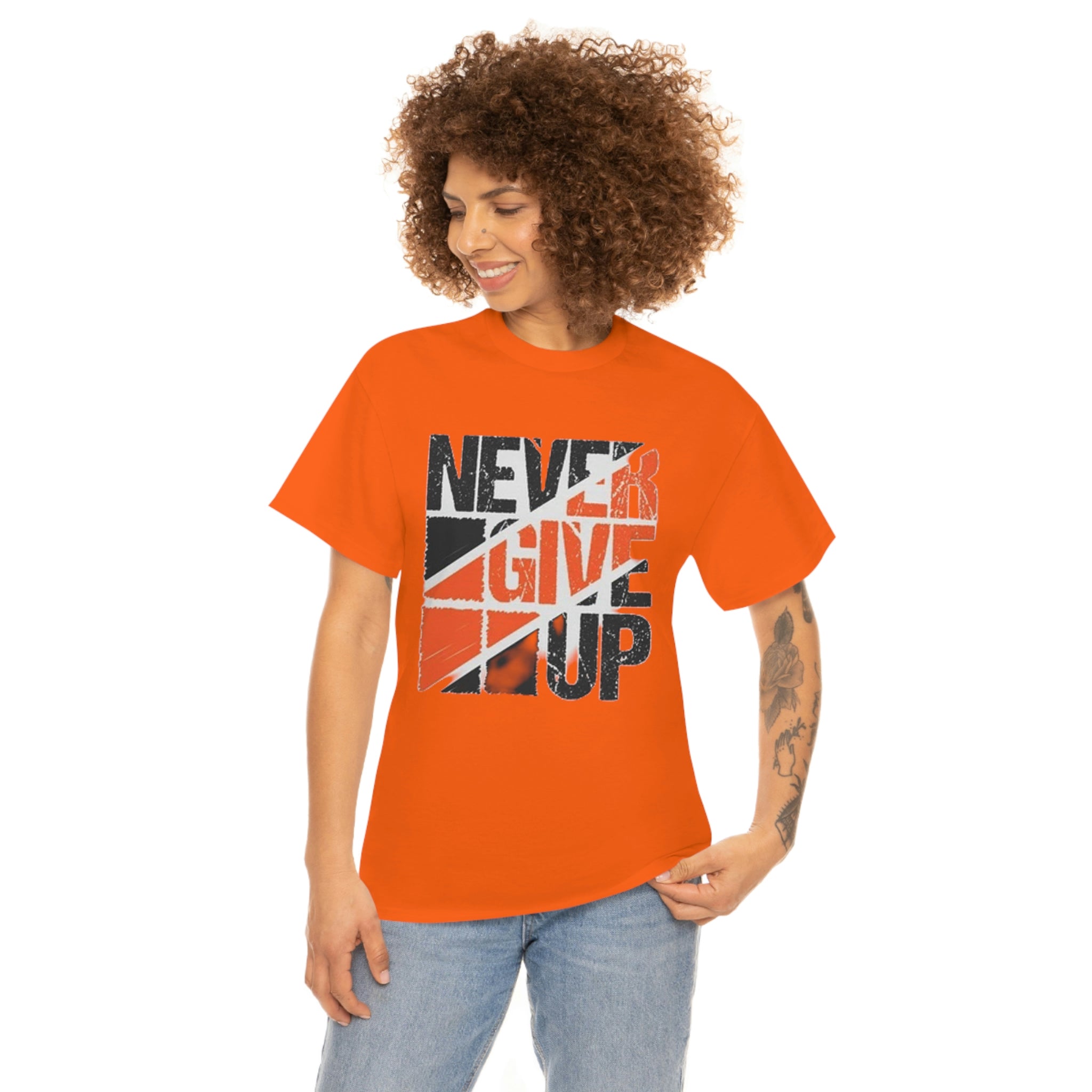 Never give up- Heavy Cotton Tee