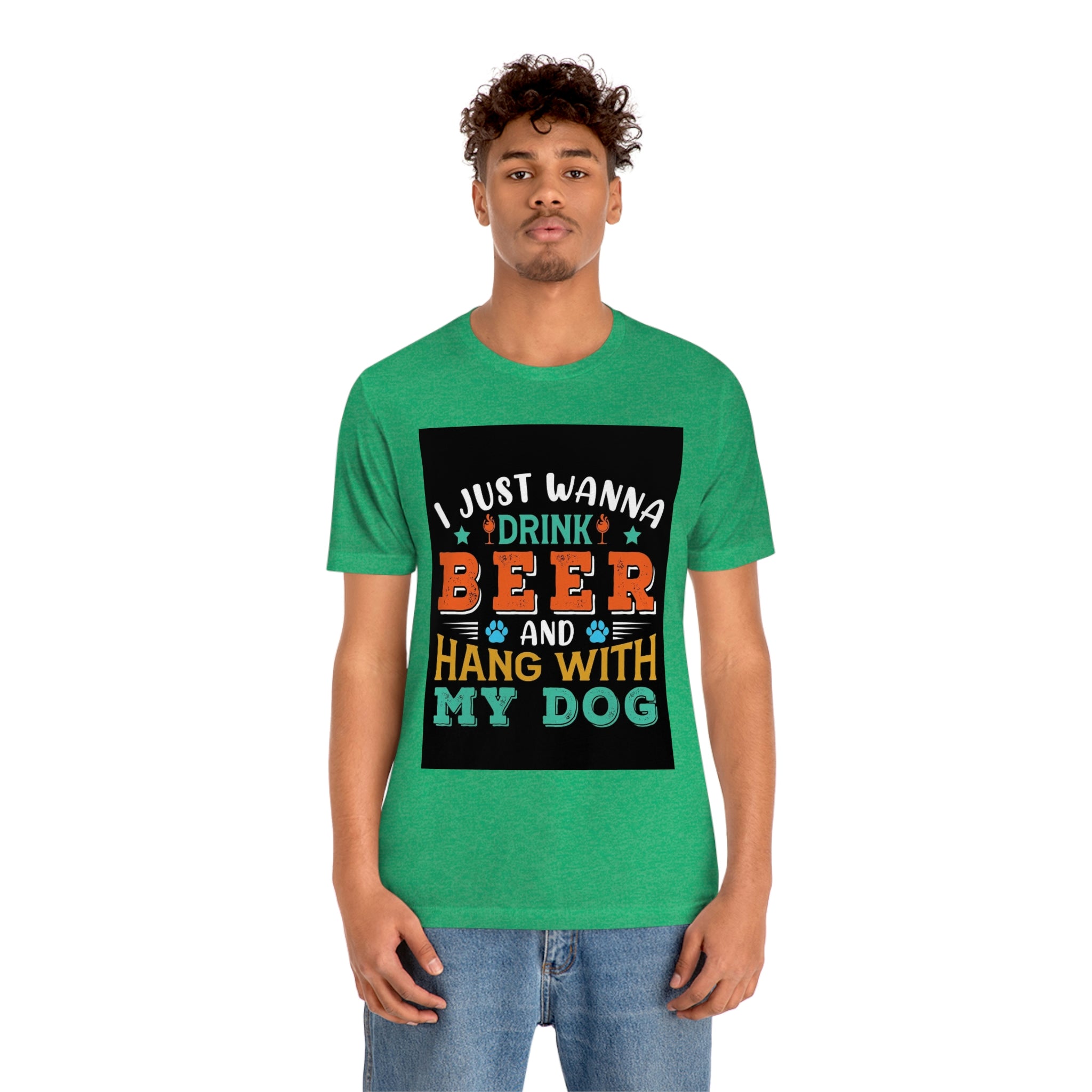 Drink and hang with dog- Jersey Short Sleeve Tee