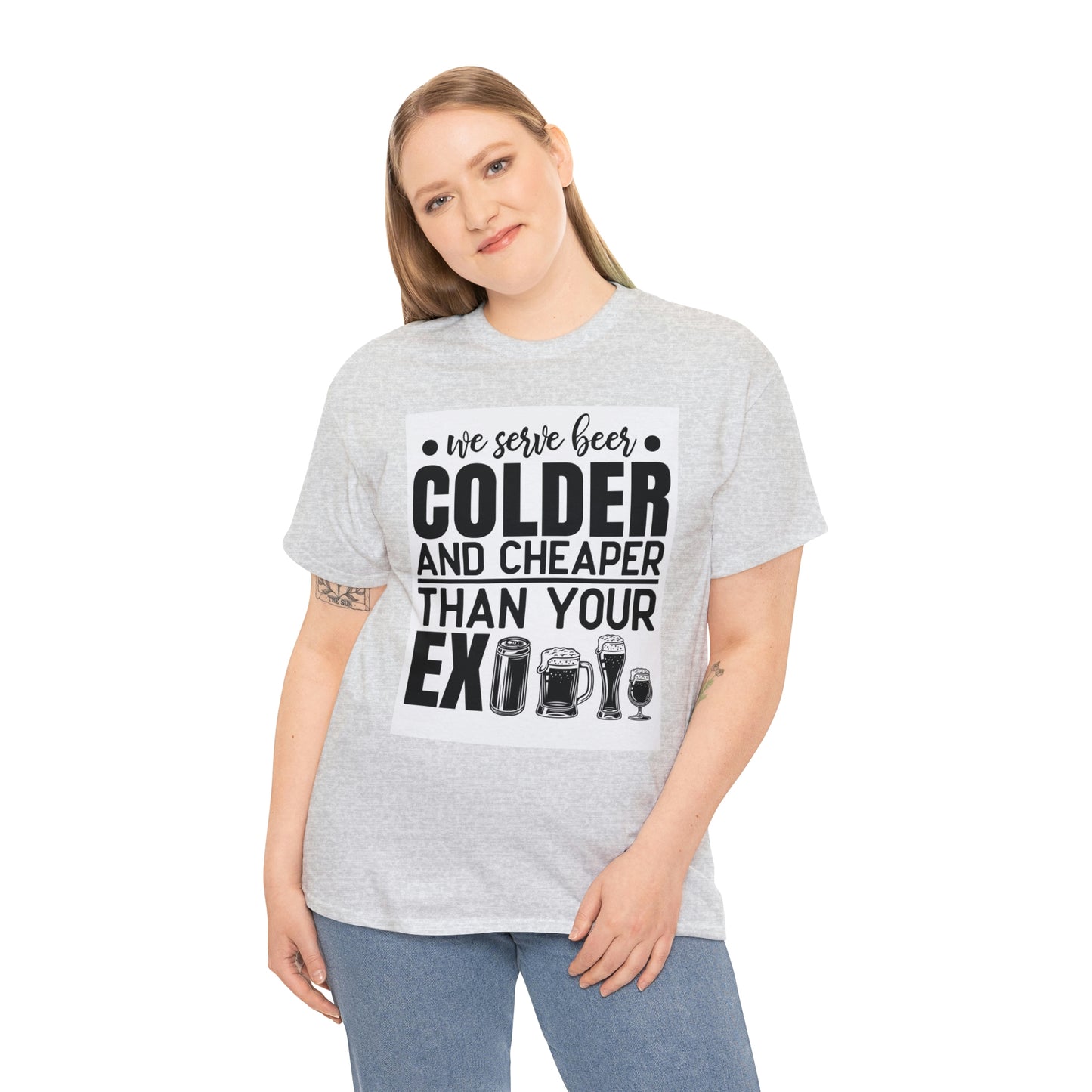 Beer colder than your ex-Unisex Heavy Cotton Tee