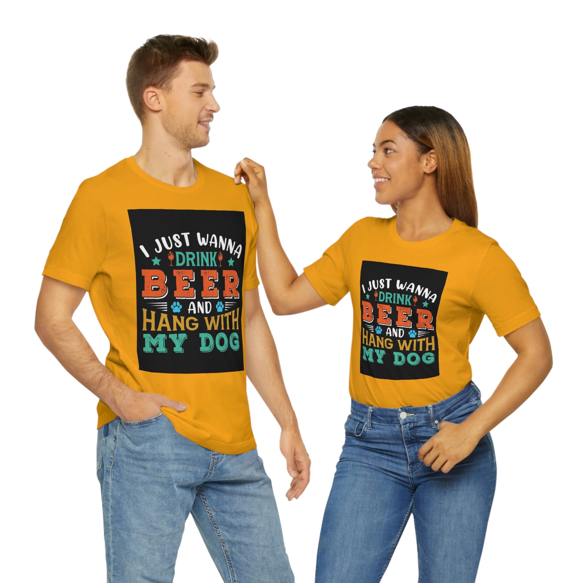 Drink and hang with dog- Jersey Short Sleeve Tee