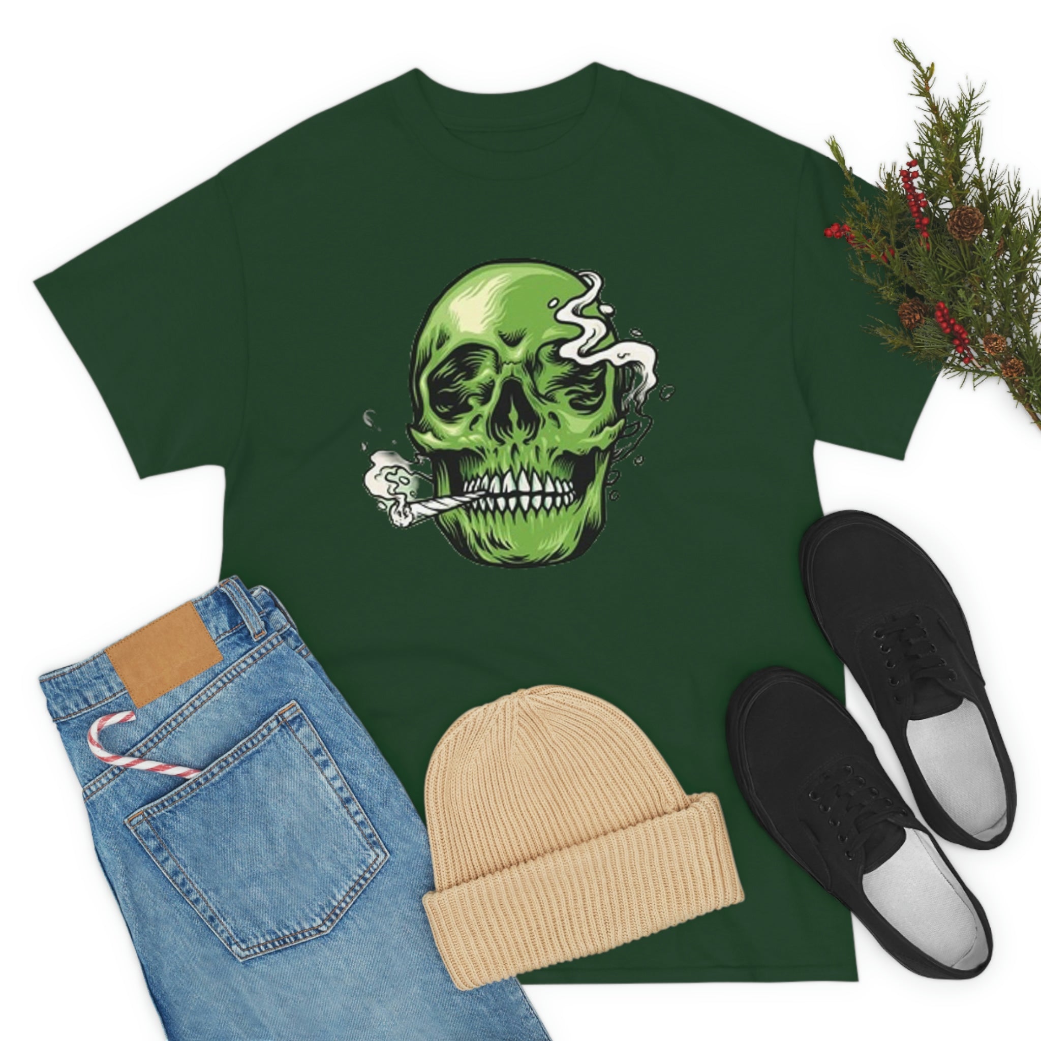 Weed skull- Heavy Cotton Tee