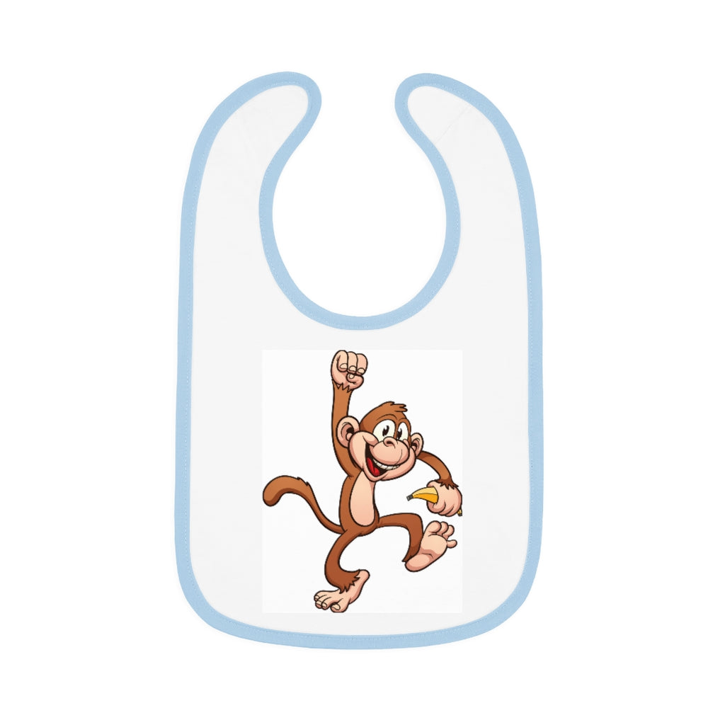 Monkey- Baby Contrast Trim Jersey Bib