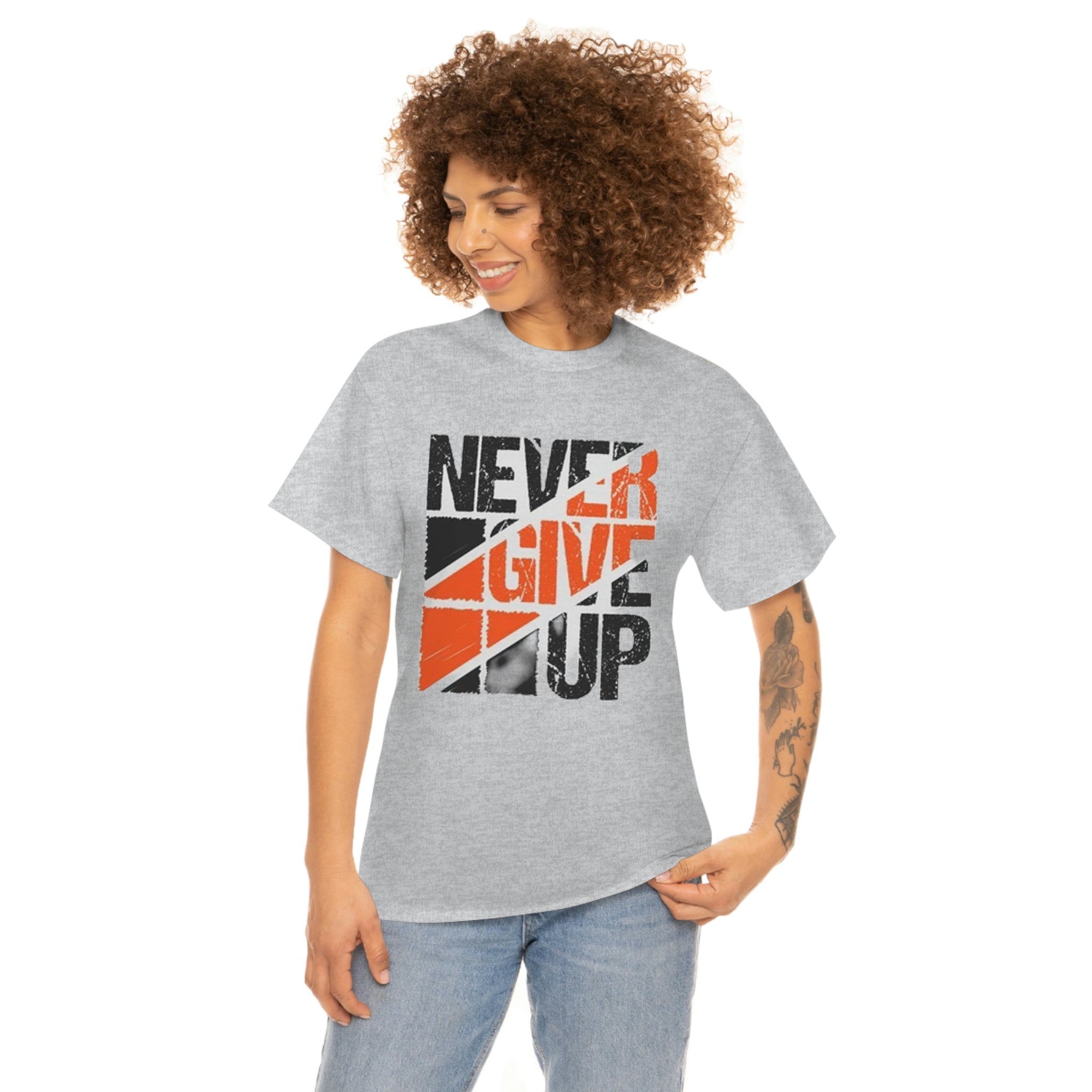 Never give up- Heavy Cotton Tee