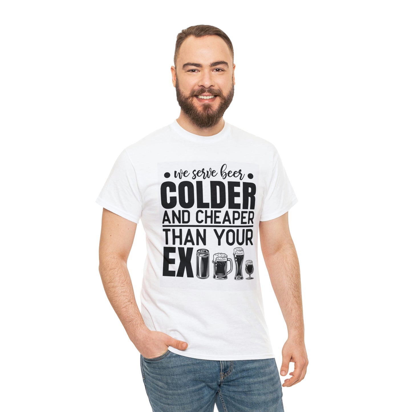 Beer colder than your ex-Unisex Heavy Cotton Tee