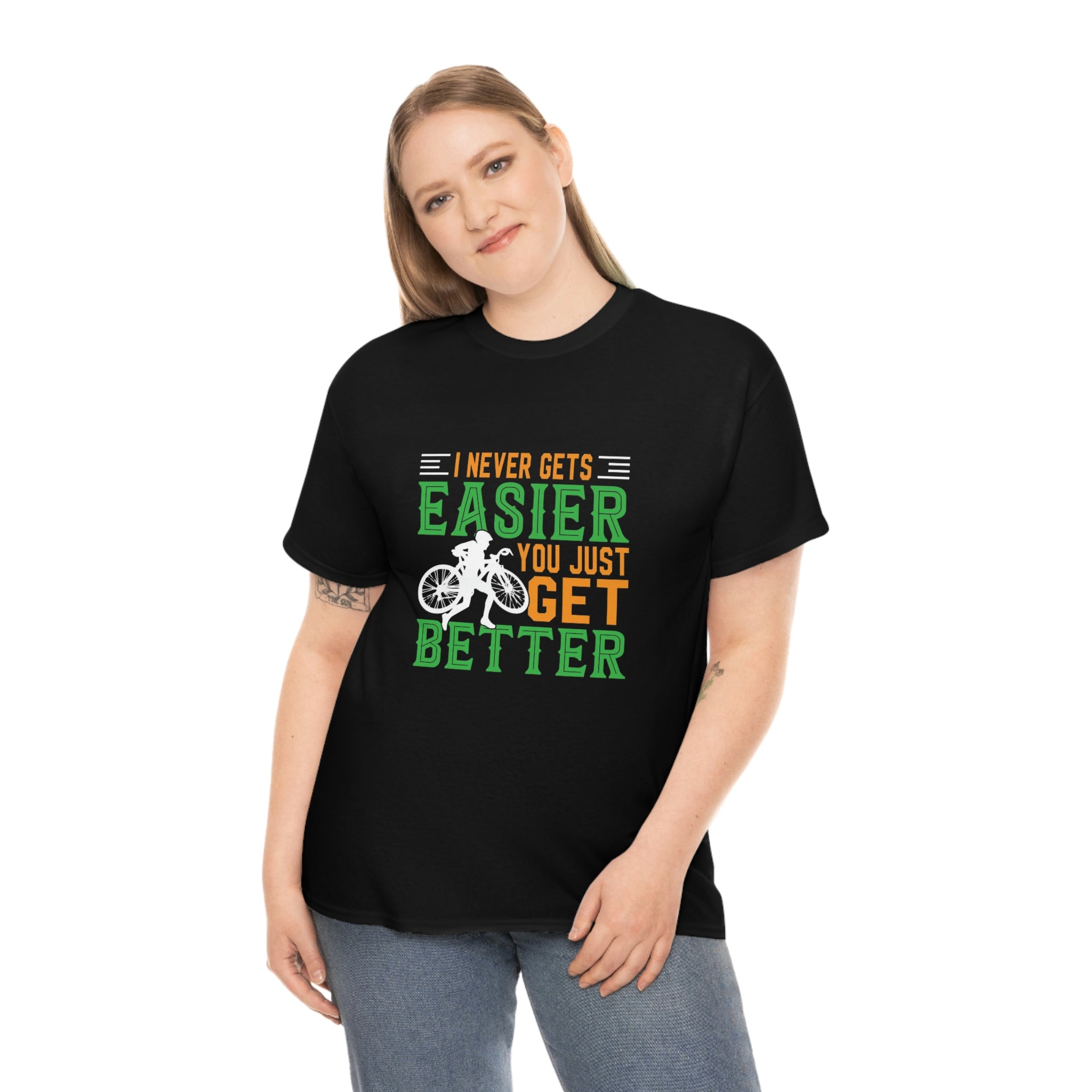 Never gets easy -biker- Heavy Cotton Tee