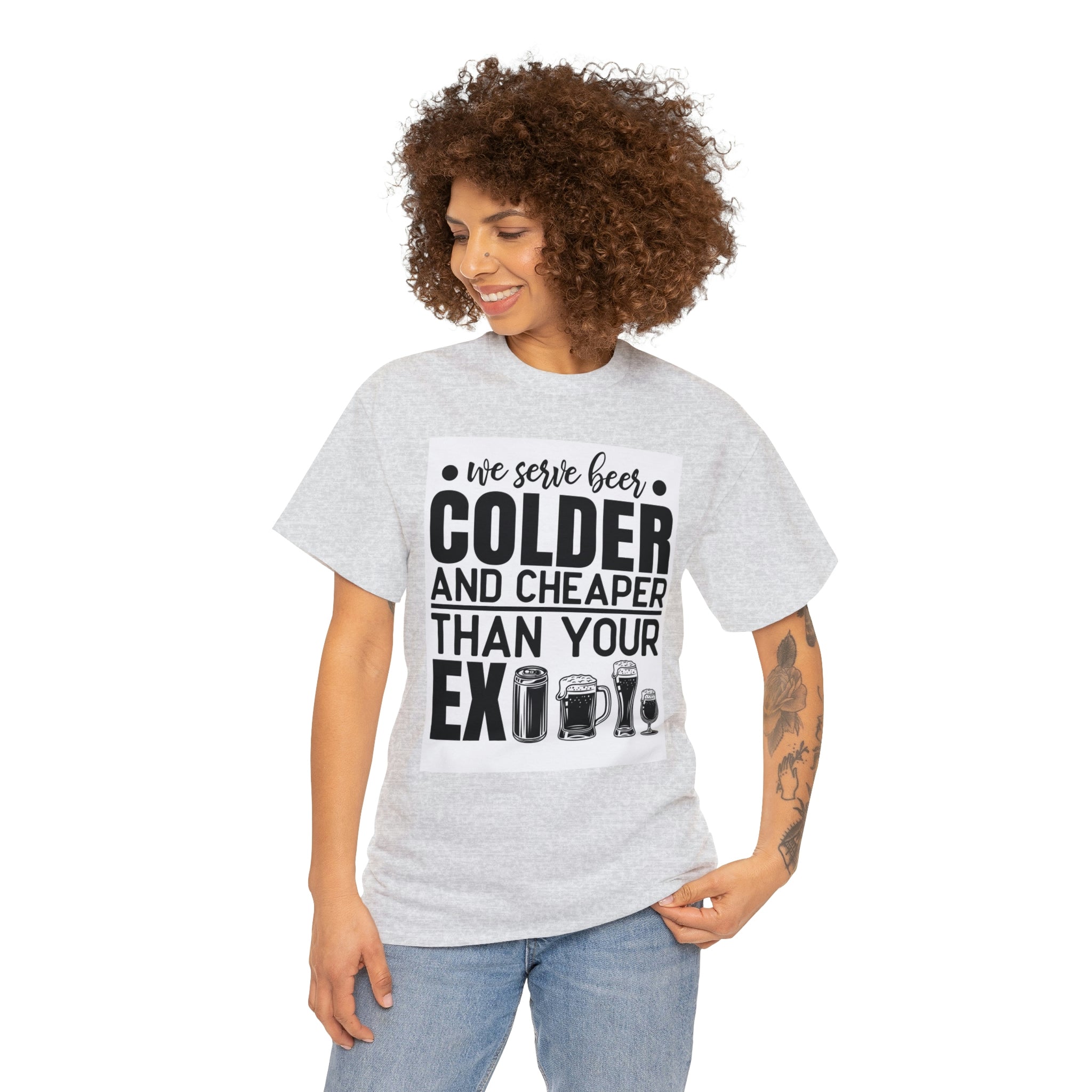 Beer colder than your ex-Unisex Heavy Cotton Tee