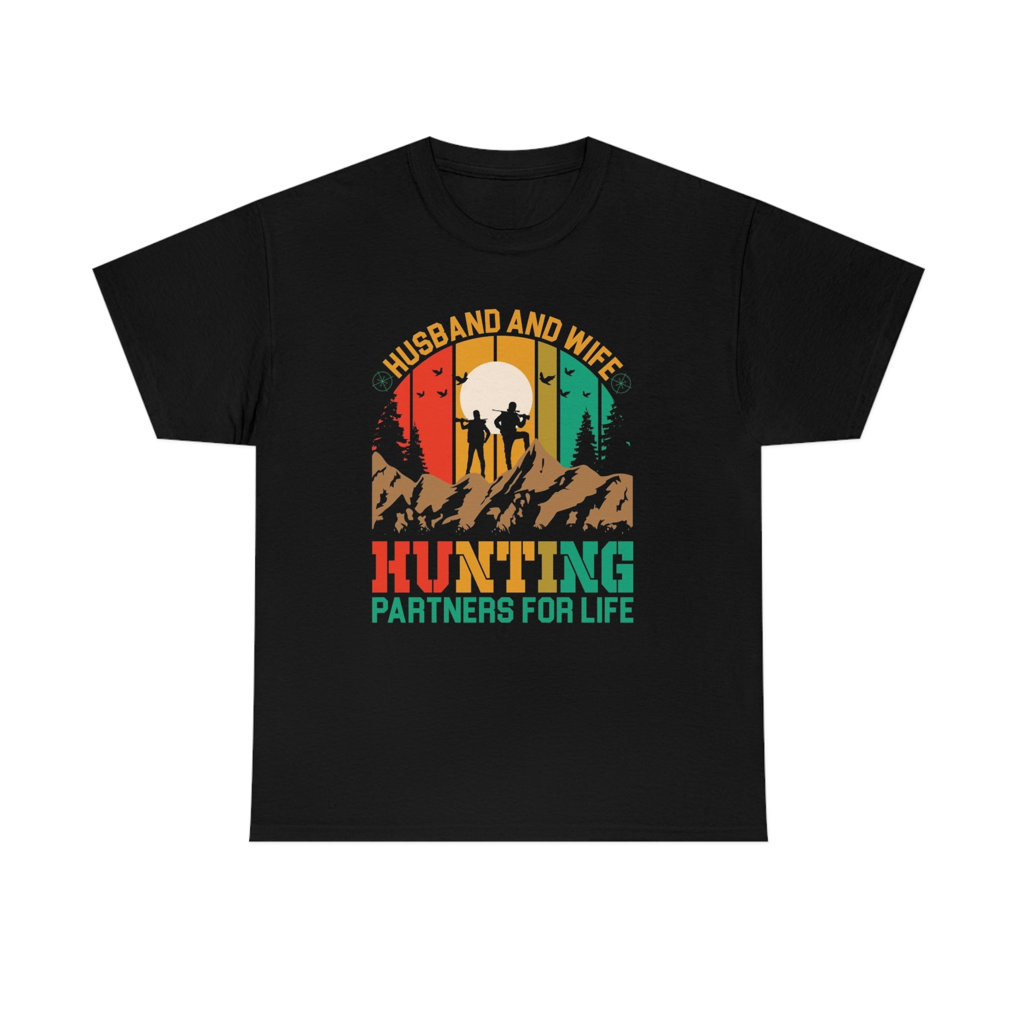 Husband and wife hunting partners- Unisex Heavy Cotton Tee