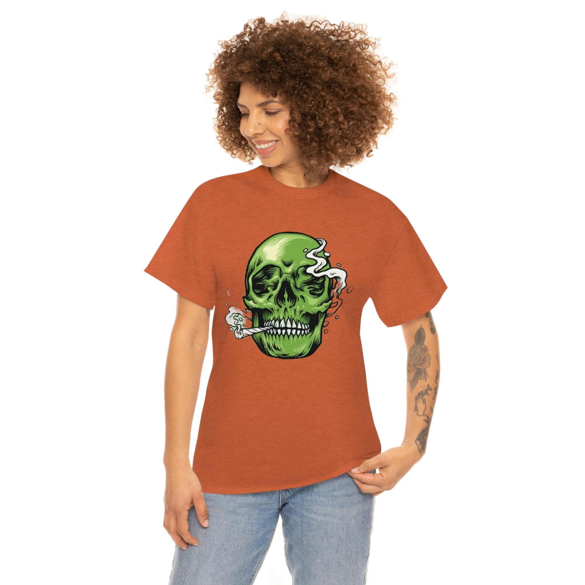 Weed skull- Heavy Cotton Tee