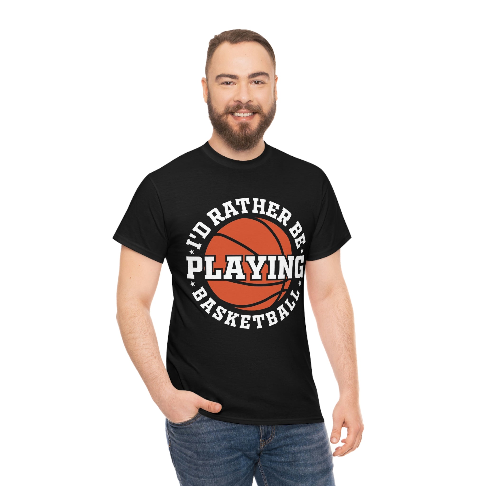 Rather be playing basketball-Heavy Cotton Tee