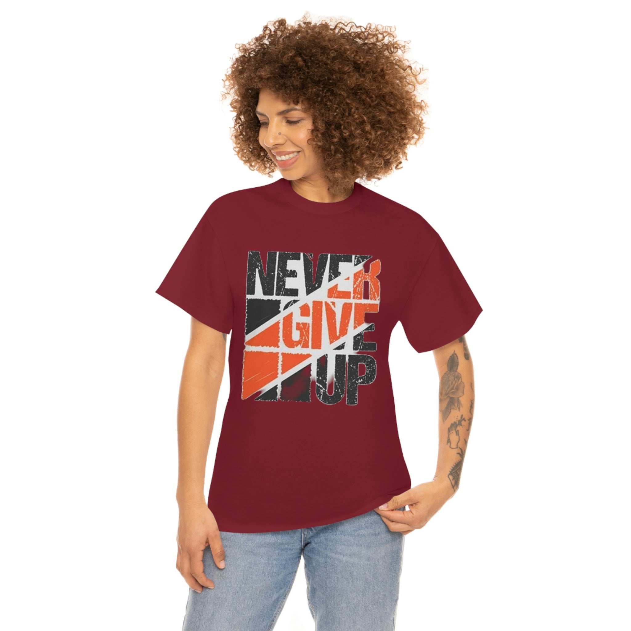 Never give up- Heavy Cotton Tee