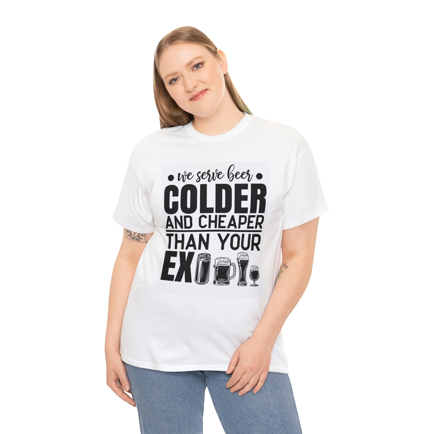 Beer colder than your ex-Unisex Heavy Cotton Tee