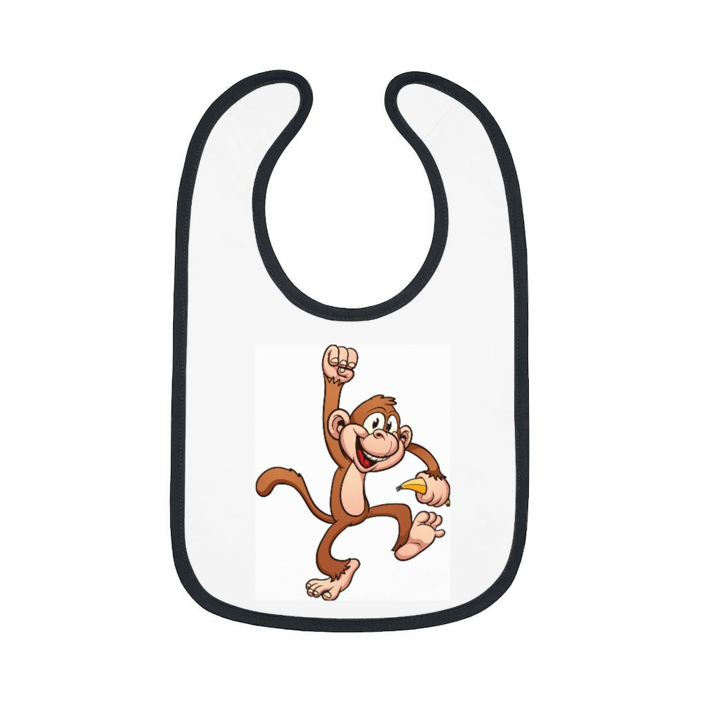 Monkey- Baby Contrast Trim Jersey Bib