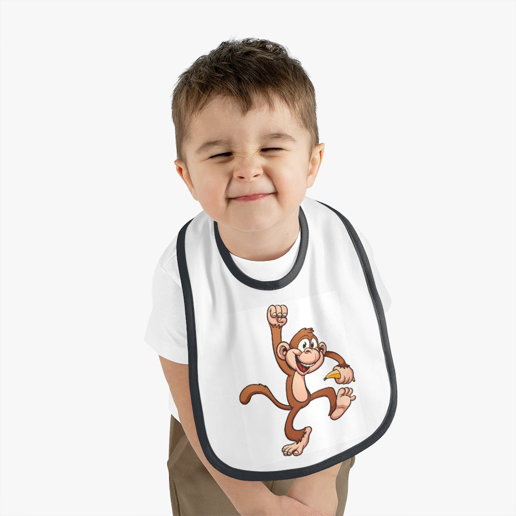 Monkey- Baby Contrast Trim Jersey Bib