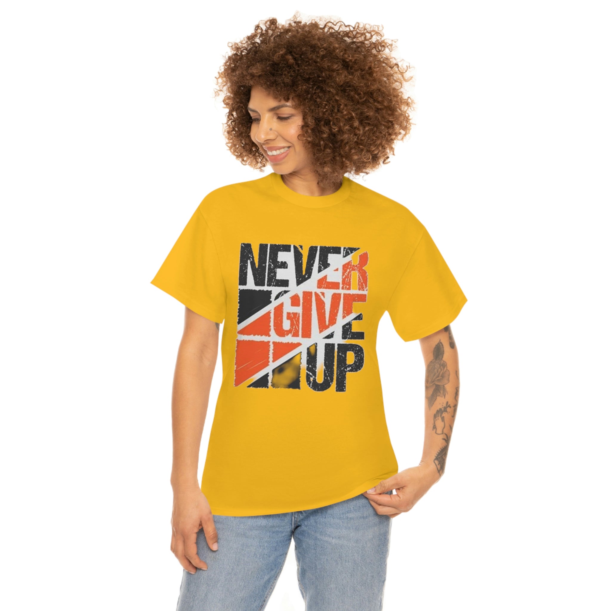 Never give up- Heavy Cotton Tee