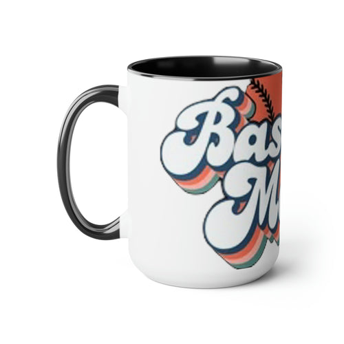 Baseball mom- Two-Tone Coffee Mugs, 15oz
