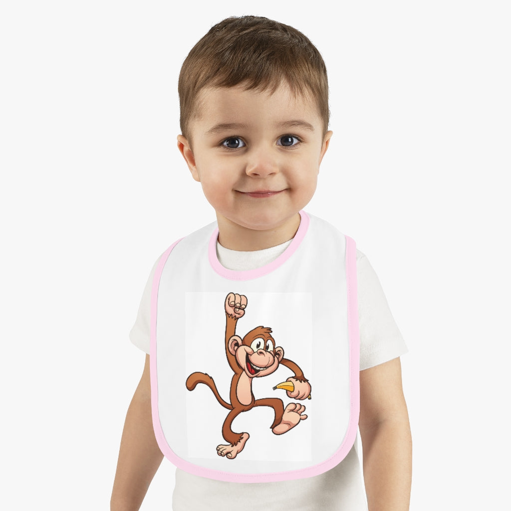 Monkey- Baby Contrast Trim Jersey Bib