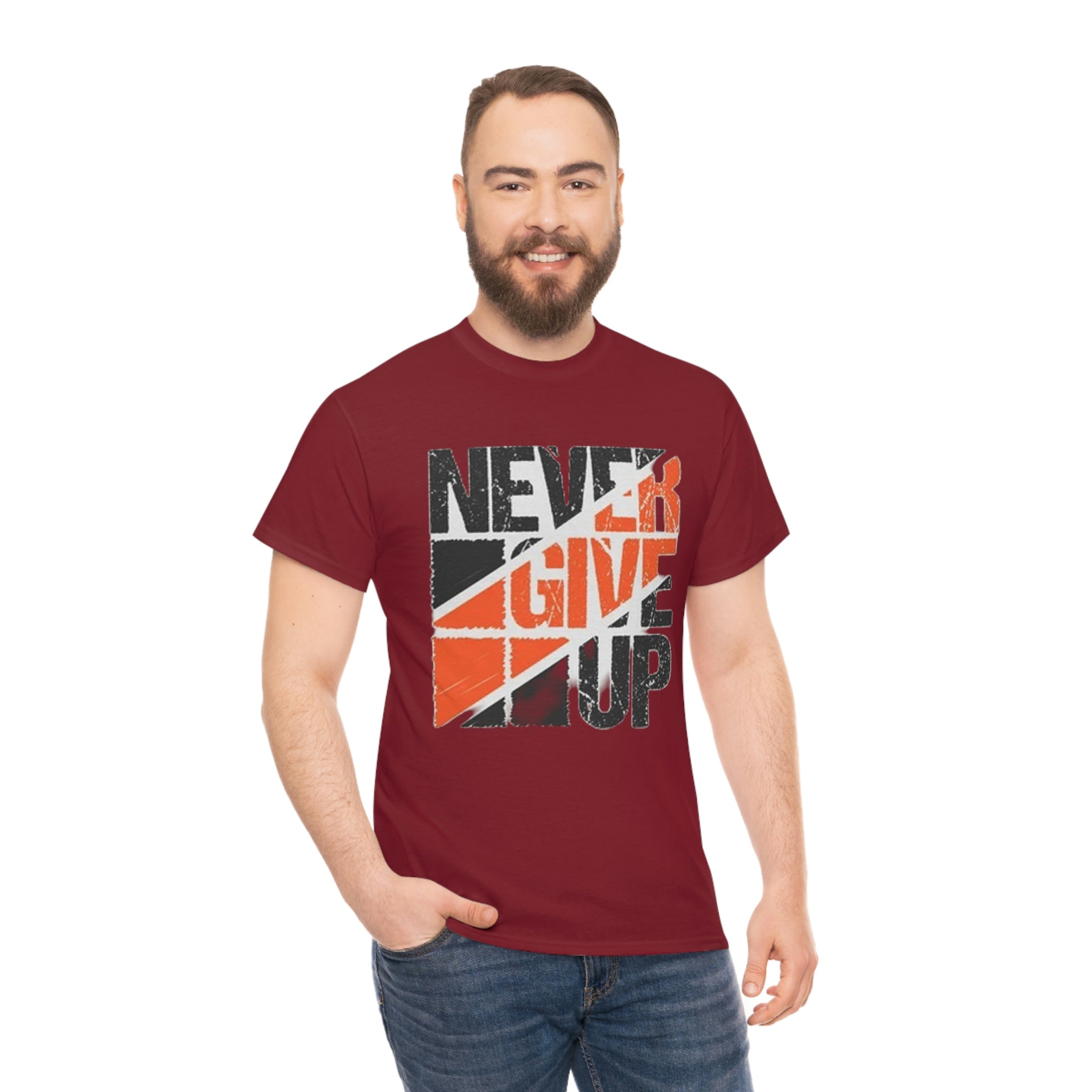 Never give up- Heavy Cotton Tee