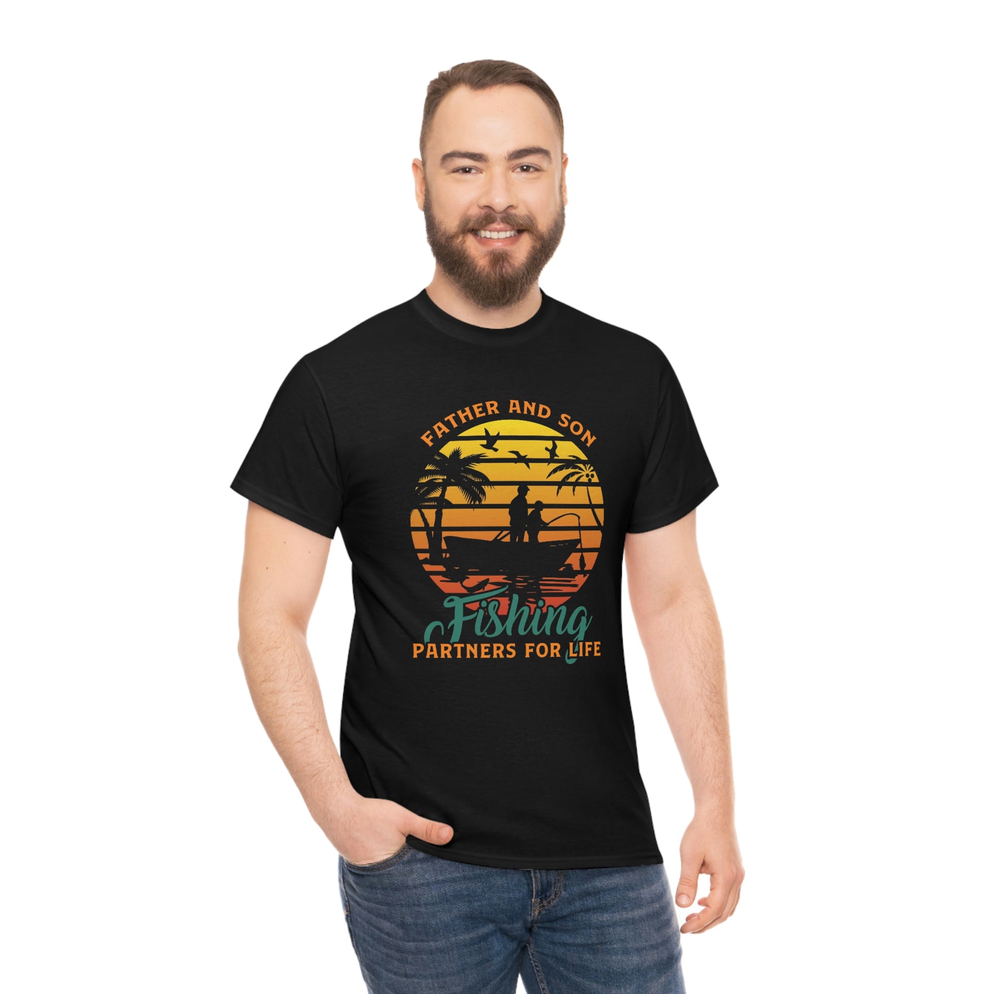 Father and son fishing partners- Heavy Cotton Tee