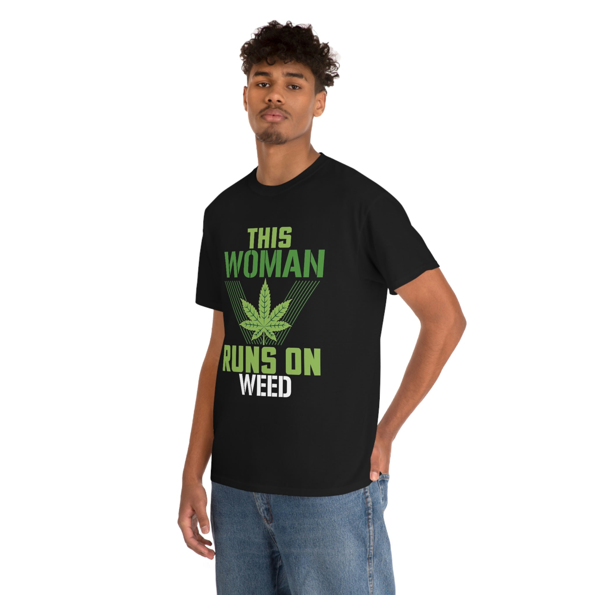 This woman runs on weed-Heavy Cotton Tee