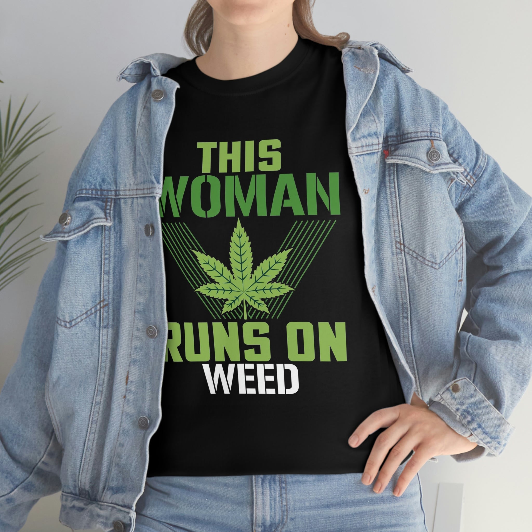 This woman runs on weed-Heavy Cotton Tee