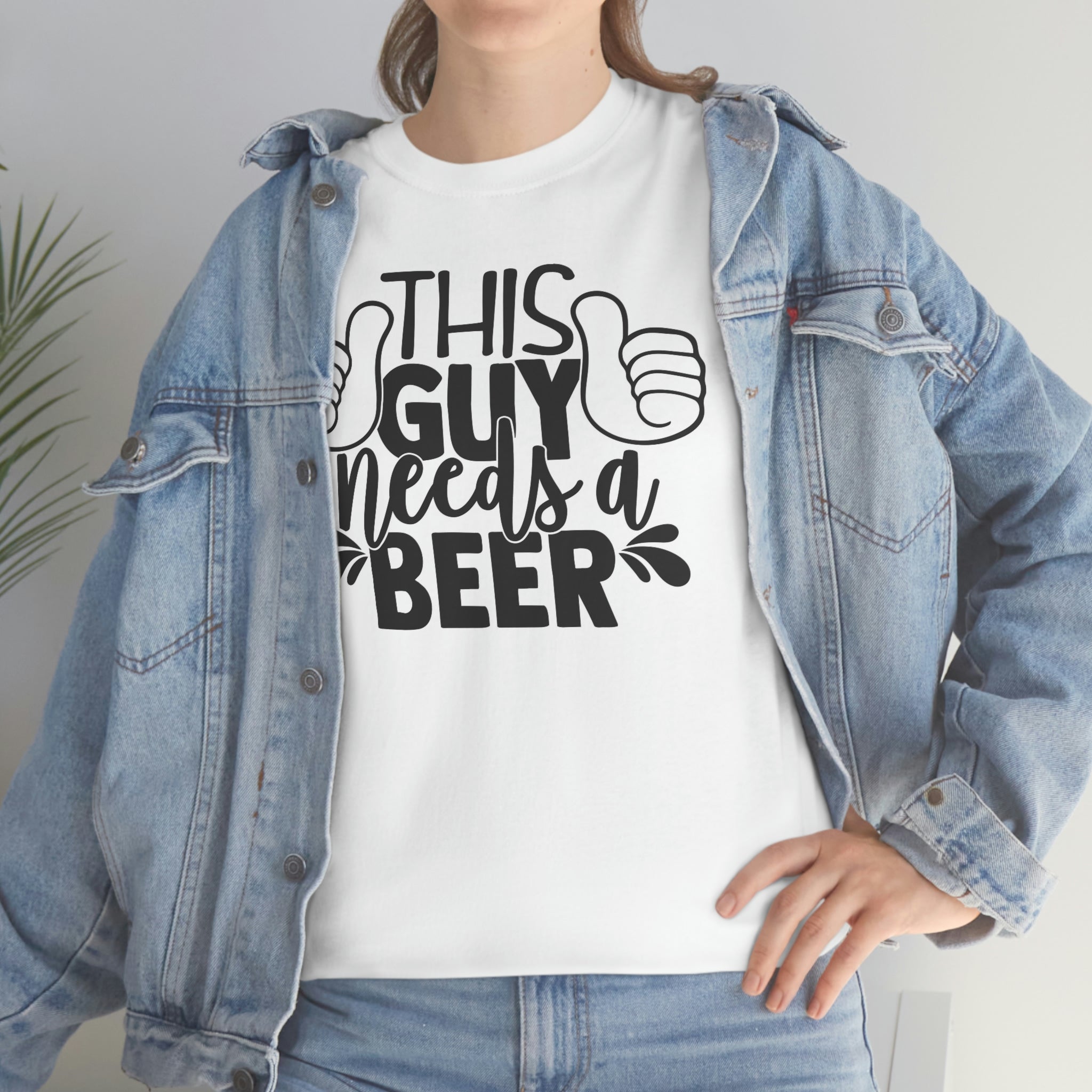This guy needs a beer- Heavy Cotton Tee
